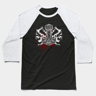 Battleaxe, Skull and Mjoelnir, Warrior Viking Baseball T-Shirt